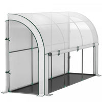 Outsunny Lean-to Greenhouse with PE Cover, Gardening Green House, White
