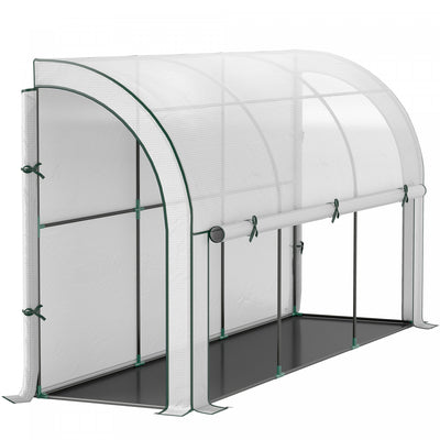 Outsunny Lean-to Greenhouse with PE Cover, Gardening Green House, White