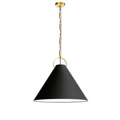 Dainolite Princeton 1 Light Pendant 24" Dia Aged Brass Finish Black Shade Lamp|Luminaire suspendu Princeton de Dainolite de 24 po de diamètre avec abat-jour noir, fini laiton vieilli et 1 ampoule