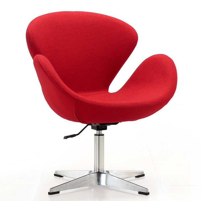 Manhattan Comfort Raspberry Polished Chrome Wool Blend Adjustable Swivel Chair - Red
