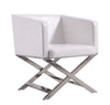 Manhattan Comfort Hollywood Polished Chrome Faux Leather Lounge Accent Chair - White