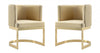 Aura Modern Velvet Metal Dining Chair in Sand - Set of 2