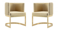 Aura Modern Velvet Metal Dining Chair in Sand - Set of 2