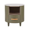 Olivia Modern Curved Design Round Nightstand with Storage Drawer,Green