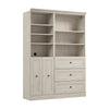 Bestar Versatile 61 W Closet Organizer System with Drawers/Doors - Linen White Oak