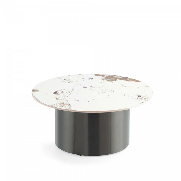 Alondra Modern Glam Sintered Stone Top Coffee Table in Black