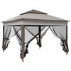 11'x11' Pop Up Canopy 2-tier Soft Top Gazebo W/ Mesh Netting, Grey