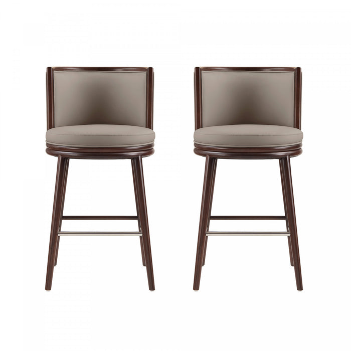 Evalyn Modern Wood Upholstered Barstool in Taupe - Set of 2