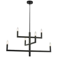 Dainolite Nora 6 Light Chandelier Matte Black Finish Lamp