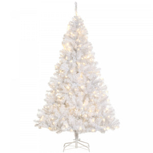 Homcom 6ft Prelit Artificial Christmas Tree With 250 Warm White Led Lights And 1000 Tips