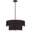 Dainolite Everly 4 Light 2 Tier Pendant Matte Black Finish Black Shade Lamp