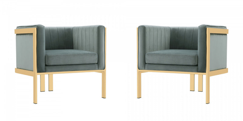 Paramount Modern Velvet Lounge Chair in Warm Gray - Set of 2