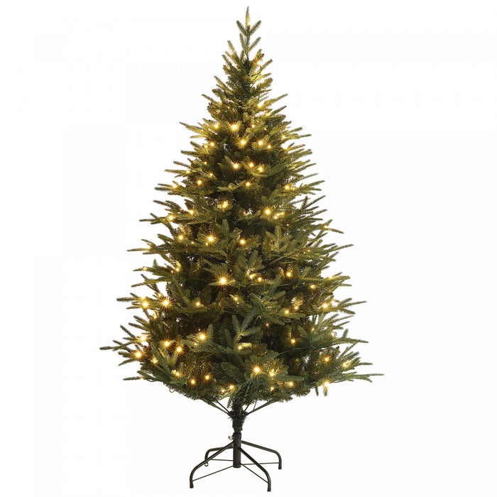 Homcom 5ft Artificial Christmas Tree With Led Lights, Hinged Xmas Tree