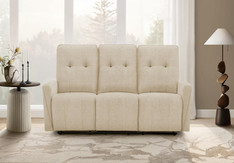 MONARCH SPECIALTIES  3-SEATER POWER RECLINING SOFA, 70\" WIDE, USB PORT INCLUDED, BEIGE FABRIC RECLINER