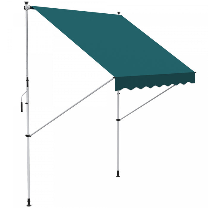 Outsunny 6.6'x5' Manual Retractable Patio Awning Window Door Sun Shade Deck Canopy Shelter Water Resistant Uv Protector Green