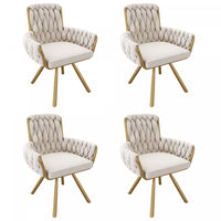 Timothy Velvet Swivel Dining Chairs with Tufted Upholstered and Metal Legs Set of 4, Glod