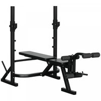 Soozier Weight Bench with Squat Racks, Leg Developer, Weight Plate Stand