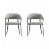 Belle Modern Metal Upholstered Dining Chair in Stone Gray - Set of 2