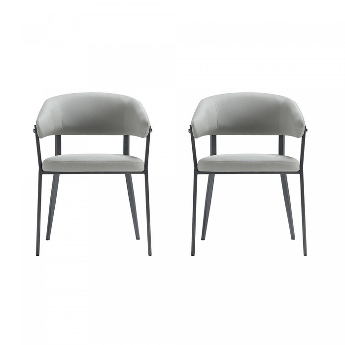 Belle Modern Metal Upholstered Dining Chair in Stone Gray - Set of 2