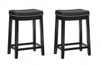 Claridge Faux Leather Black Backless Counter-Height Stool - Set of 2