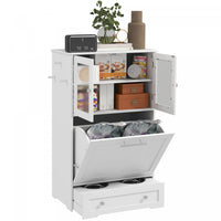 Pawhut Dog Feeding Station With 2 Storage Cabinets, Dog Food Storage Cabinet With 2 Raised Dog Bowls