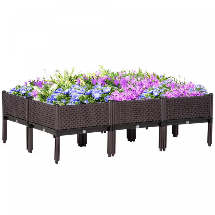 Outsunny Set Of 6 Garden Raised Bed, Elevated Planter Box, Flower Vegetables Planting Container With Self-watering Design And Drainage Holes