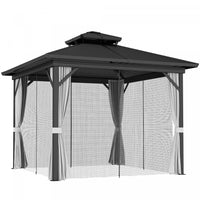 Outsunny 10' X 10' Hardtop Gazebo Outdoor Aluminum Gazebo, Light Grey