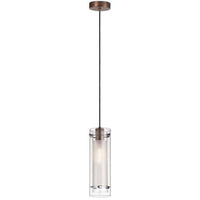 Dainolite Pasha 1 Light Pendant Oil Brushed Bronze Finish Clear/Frosted Glass Lamp
