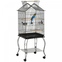 Pawhut Bird Cage 57 Inch Flight Cage For Cockatiel, Conure With Rolling Stand, Pull Out Tray, Storag