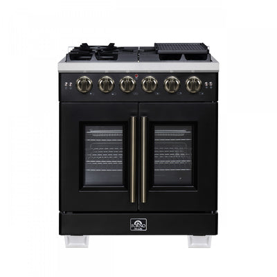 Forno Capriasca 30" Black Gas Range 4.32 cu.ft -FFSGS6460-30BLK | Cuisiniere a gaz noire Capriasca 30 pouces, 4,32 pi³ – FFSGS6460-30BLK