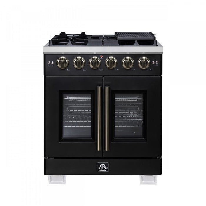 Forno Capriasca 30\" Black Gas Range 4.32 cu.ft -FFSGS6460-30BLK
