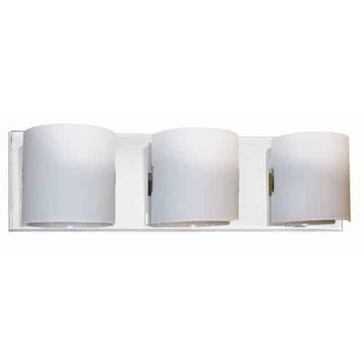 Dainolite Sanctuary 3 Light Vanity Light Polished Chrome White Frosted Glass Lamp|Lumière de coiffeuse Sanctuary de Dainolite en verre givré blanc, avec fini chromé poli et 3 ampoules