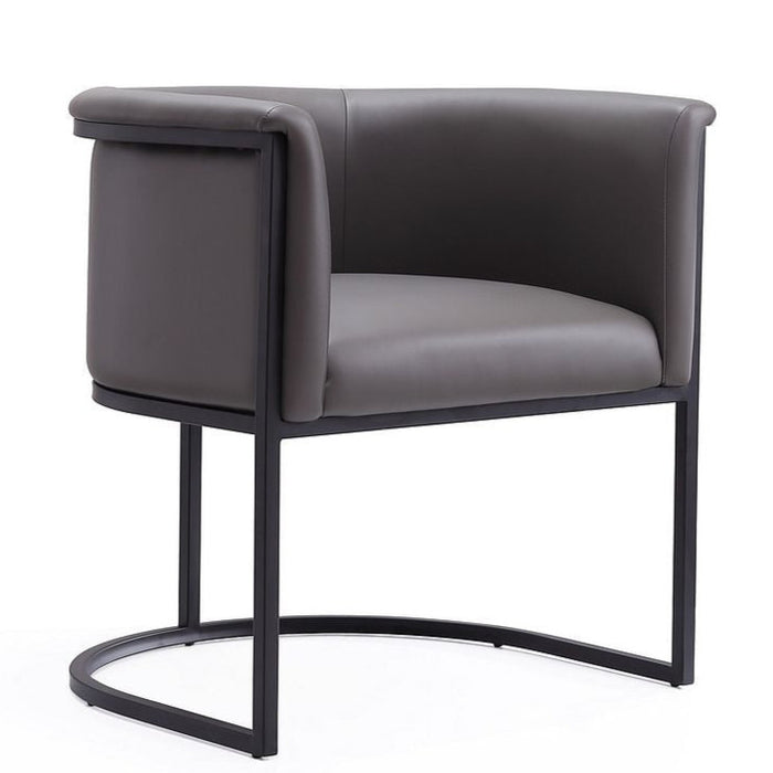 Manhattan Comfort Cosmopolitan Faux Leather Dining Chair - Pebble & Black
