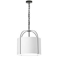 Dainolite Quincy 1 Light Pendant Matte Black White Shade Lamp