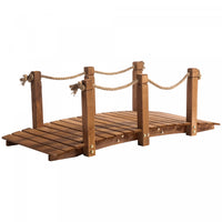 Outsunny 5ft Wooden Garden Bridge Outdoor Decorative Arc Footbridge With Hemp Rope Railings & Fir Co