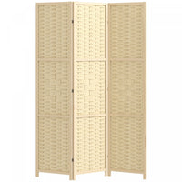 HOMCOM 3-Panel Room Divider, 5.6 FT Wall Divider, Natural Wood