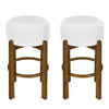 Vera Rubber Wood Bar Stool Set of 2 Indoor Seating with Round Ivory Cushion,Dark Walnut