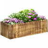 Outsunny 40\" X 16\" X 12\" Raised Garden Bed, Raised Planter Box, Wooden Planter Raised Bed With Drainage Holes, Carbonized Natural