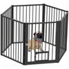 Pawhut Dog Playpen, 30\"h Pet Playpen, 6 Panels Puppy Exercise Pen Heavy Duty With Dog Gate & Cat Door, Indoor Outdoor Foldable Portable Dog Fence For Small & Medium Dogs