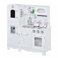 Qaba Large Kids Kitchen Playset With Telephone, Water Dispenser Simulation Cooking Set