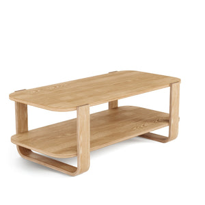 Umbra Modern Solid Wood Bellwood Coffee Table with Shelf - Natural