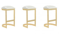 Aura Modern Metal Upholstered Barstool in White - Set of 3 Bar Stool 