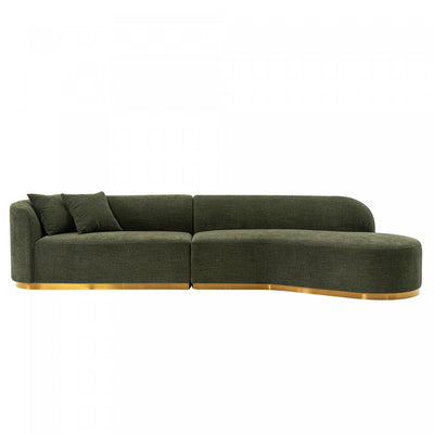 Daria Modern 132" Chenille Sectional in Olive Green | Canape d’angle moderne Daria 132" en chenille vert olive