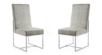 Element Modern Velvet Metal Dining Chair in Steel - Set of 2 | Chaise de salle a manger moderne Element en velours et metal acier - Lot de 2