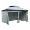 Outsunny 13'l X 10'w X 8.7'h Patio Gazebo Outdoor 2-tiers Garden Canopy Yard Sunshade Shelter With Curtains Grey