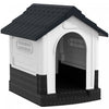 PawHut Outdoor Dog House, Plastic Dog Kennel, Water-Resistant Pet Shelter with Windows, Base Support for Garden Patio, Miniature Dogs, 64.5 x 57 x 66cm - Dark Grey
