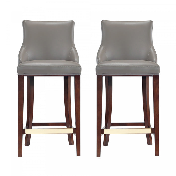 Shubert Modern Wood Upholstered Barstool in Dark Taupe - Set of 2