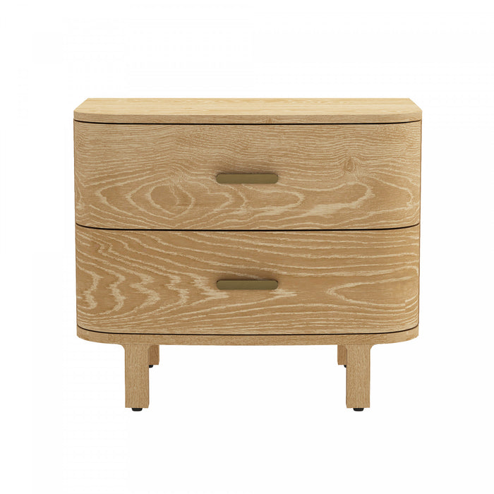 Solara Contemporary 30\" Solid Wood Nightstand in Natural Oak (2-Drawer)