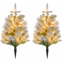 Homcom 2 Pieces 2ft Pre Lit Artificial Christmas Trees With 60 Led Lights