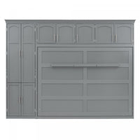 Eileen Space-saving Murphy Wall Bed With Cabinets, Queen Size - Grey